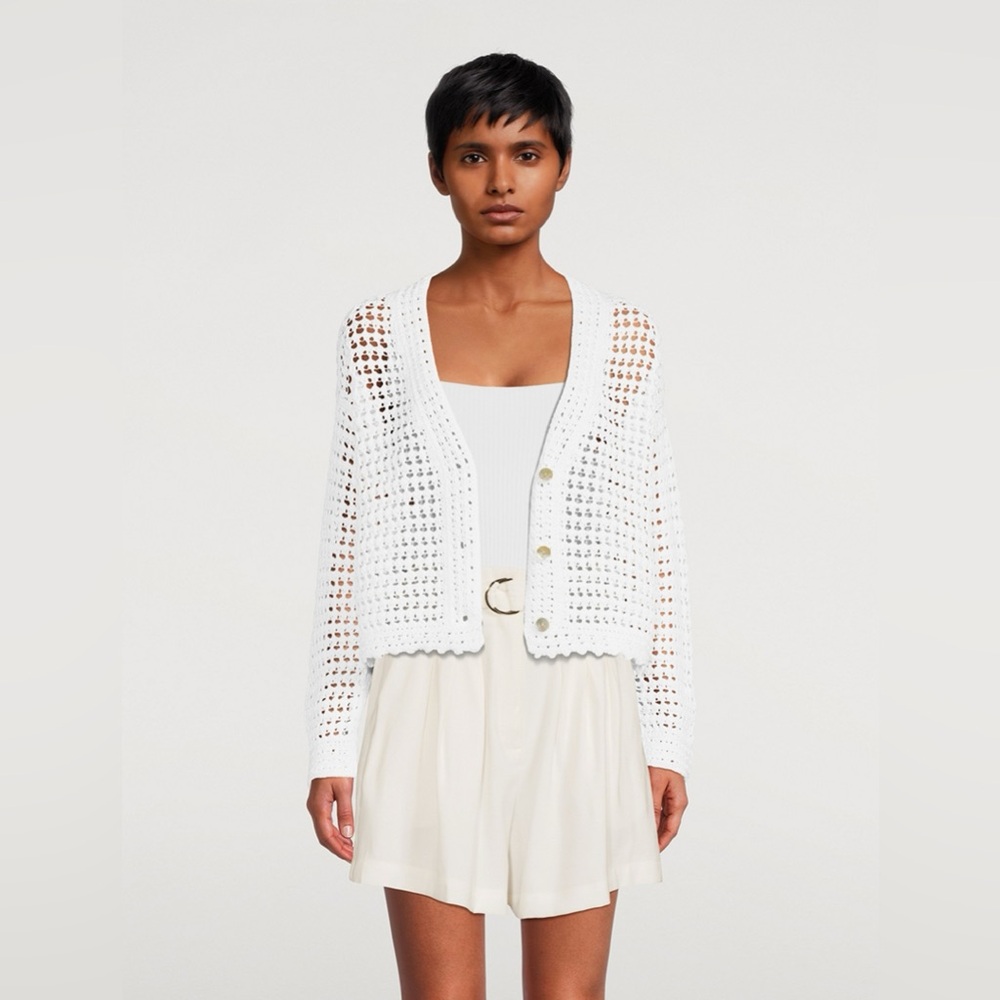 Vince Crochet Cardigan Sweater in Optic White -New with Tags!! ✨